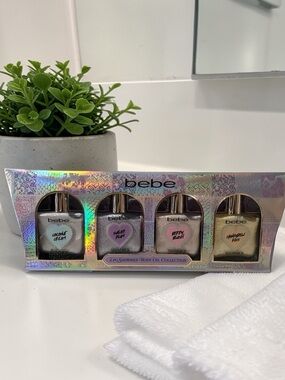 bebe Shimmer Body Oil Collection - Pastel 4-Pack - New